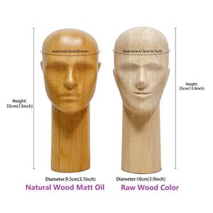 Tête en bois <span class=keywords><strong>Mannequin</strong></span> femme hommes bois <span class=keywords><strong>de</strong></span> hêtre massif pièce commune tête factice couleur bois naturel brut avec tête nez et bouche - Product Image 2