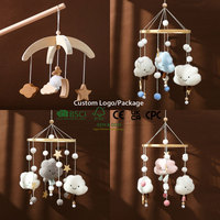 Móvil de Bebé con Diseño de Luna, Estrellas y Nubes, Móvil de Globo Aerostático de Peluche, Decoración Neutral para Cuarto de Bebé, Móvil Islámico para Cuna, Kaaba