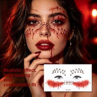 Accesorio de maquillaje para Halloween, sombra de ojos, pegatinas de cara aterradoras, telaraña 3D, tatuajes de larga duración resistentes al agua para mujeres, hombres y niños
