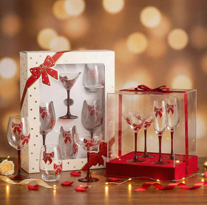Collection de Verres à Boire Élégants et Transparents, Motif Nœud Rouge Vibrant, Multi-pièces, Idéale pour Bar à Domicile, Fêtes et Dîners Festifs – Grande Vente ! - Product Image 6