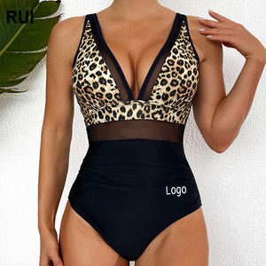 RUIQUWIN Maillot de bain une pièce de haute qualité pour femmes Bikini à licou imprimé léopard à la mode Vêtements de plage respirants - Product Image 1