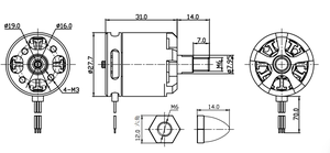 Fpv 모터 멀티로터 드론 모터에 적합한 고출력 810Kv <span class=keywords><strong>DC</strong></span> 브러시리스 모터 C2216 - Product Image 6