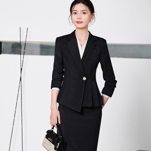 Women Professional Suit Set Three Quarter Sleeves Polyester Workwear For Office Hotel Receptionist Jewelry Store Beauty Salon - Product Image 1