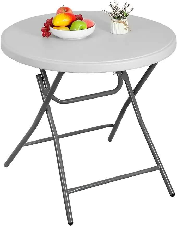 طاولة مستديرة قابلة للطي للبيع بالجملة للأماكن المغلقة/المفتوحة طاولة بلاستيكية قابلة للطي متينة طقم طاولة وكرسي قابل للطي