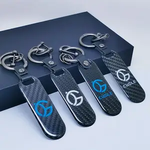 Hochwertige Edelstahl Laser Mikro faser Logo Textur Benutzer definierte Leder Auto Schlüssel ring Kette Werbe Kohle faser Schlüssel bund