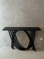 Table console française en bois massif Table d'entrée rectangulaire noire pour décoration intérieure de la maison pour le salon