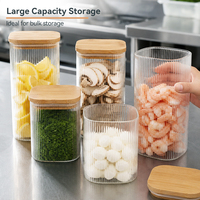 Pot à cornichons en verre de luxe de 1 L, grand, hermétique, carré, pots en verre pour bonbons avec couvercles en bois pour le stockage des aliments