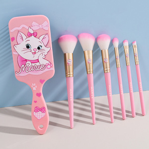 Ensemble de pinceaux de maquillage rose Marie Cat AristoCats, 6 pièces, poils doux, Kit de pinceaux cosmétiques pour filles, outils de maquillage - Product Image 3