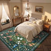 Grand tapis vert foncé motif papillon insecte, avec envers en caoutchouc, résistant aux taches, lavable, antidérapant, pour chambre d'enfant et décoration intérieure