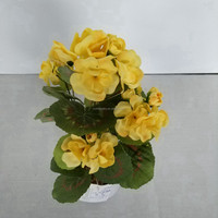 Bonsai Kecil Buatan untuk Hiasan Meja, Bunga Begonia Sutra Kuning dalam Pot, 33cm, Ramah Lingkungan, Dekorasi Rumah Natal