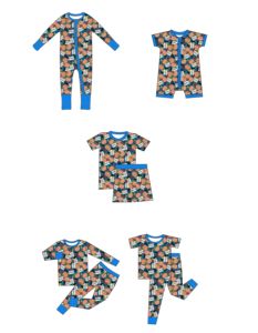Qingli OEM Abbigliamento Casual Personalizzato per Bambine, Set 2 Pezzi in Spandex/Fibra di Bambù a Maniche Corte, Pigiami di Halloween con Stampa Pipistrello e Zucca - Product Image 3