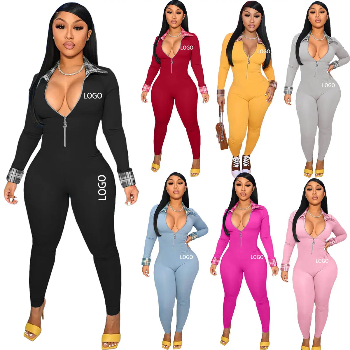 2022new arrivals long sleeves rompers bodysuits deep v neck sexy one piece sweater women ladies jumpsuits clothes women playsuit