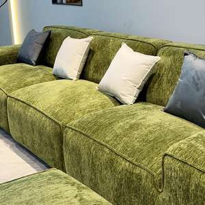 फ्रेंच रेट्रो चेनेल टोफू ब्लॉक इनलाइन फैब्रिक सोफा सरल आधुनिक क्रीमी लिविंग रूम सोफा - Product Image 4