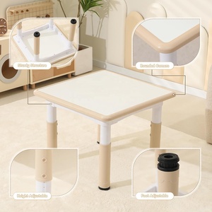 Ensemble <span class=keywords><strong>table</strong></span> et 2 chaises pour enfants SINKIPA, hauteur réglable, bureau carré en plastique, surface antidérapante, design moderne, école, maison, salon - Product Image 5