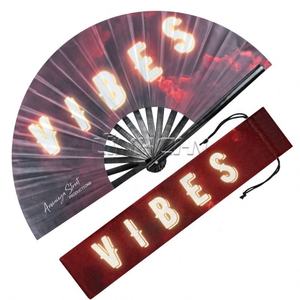 Customized 13 Inch Bamboo Handheld Clack <b>Fan</b> <b>Large</b> Decorative Painted <b>Fans</b> for Line Dancing - Product Image 2