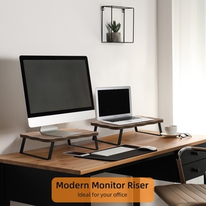 Soporte de madera para <span class=keywords><strong>monitor</strong></span> de escritorio, soporte <span class=keywords><strong>vertical</strong></span> para ordenador portátil con soporte para <span class=keywords><strong>monitor</strong></span> de PC, organizador de escritorio para uso doméstico y de oficina - Product Image 2