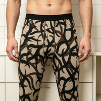 Pantalon de base thermique en jersey tricoté respirant à séchage rapide en laine mérinos teinte en fil écologique pour homme, manches longues, hiver