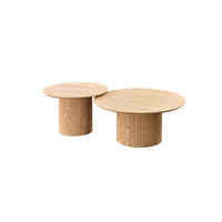 Ensemble de tables basses gigognes rondes en bois haut de gamme, style crème minimaliste pour salon