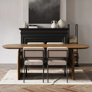 Juego de <span class=keywords><strong>Mesa</strong></span> de Comedor Ovalada de Madera Maciza de Estilo Nórdico Moderno, <span class=keywords><strong>Mesa</strong></span> de Comedor de Madera para 6 Personas con 4 Sillas, Muebles de Comedor OEM - Product Image 2
