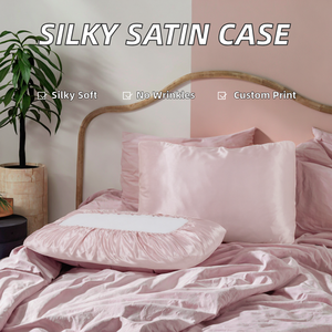 Fundas de Almohada Modernas de Satén Tejido con Bolsillo Abierto, Suaves como la Seda, Sin Arrugas, de Lujo, para Hotel y Hogar, 100% Poliéster - Product Image 2