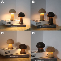 Lampe de chevet LED tactile en forme de champignon, lumière d'ambiance, noyer/hêtre, lumière chaude, intensité réglable, USB