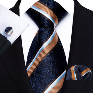 Corbata de seda de 8cm hecha a mano a rayas <span class=keywords><strong>pañuelo</strong></span> a cuadros conjunto de gemelos para hombres corbatas traje camisas accesorios de boda regalos - Product Image 3