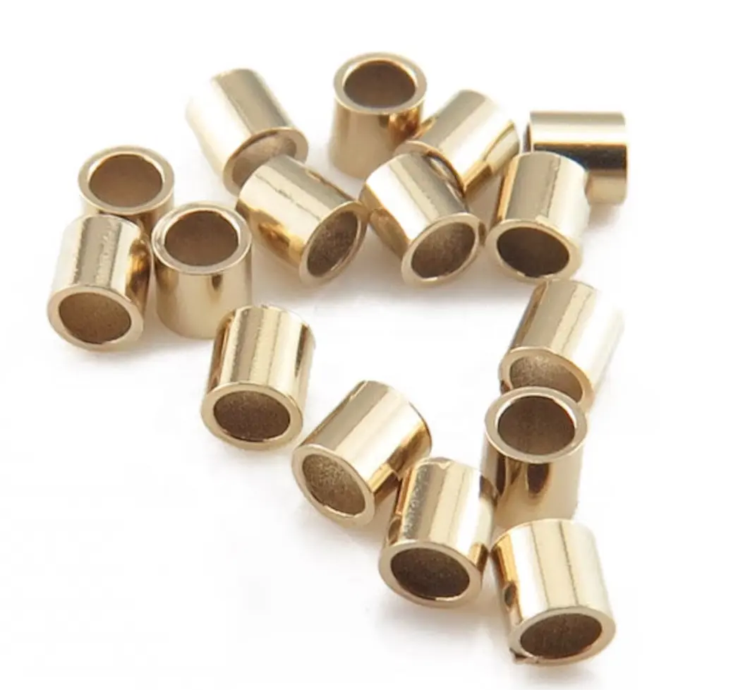 GP Crimp Beads End Tube 14K Gold diisi untuk 14kgf perhiasan Permanen rantai membuat DIY konektor