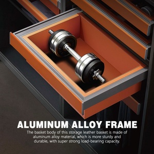 <b>Wardrobe</b> Leather Storage <b>Basket</b> Pull Out Aluminium Silent Soft Close Drawer - Product Image 5