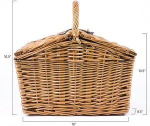 Panier de pique-nique en osier pour <span class=keywords><strong>2</strong></span> <span class=keywords><strong>personnes</strong></span> avec assiettes, verres à vin, couverts et tire-bouchon, motif écossais rouge et blanc, et carreaux rouges - Product Image 3