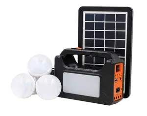 Easy power mini design portable solar power lighting system with lithium battery and solar panel and bulbs