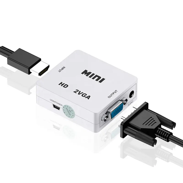 Factory Price MINI HD2VGA Converter Box Adapter 1080P HD to VGA with Audio Power Mini HD VGA Converter Cable for PC HDTV