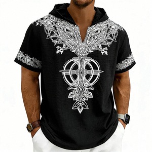 <span class=keywords><strong>Camiseta</strong></span> con Capucha de Poliéster Estampada para Hombre, Nueva Colección de Verano, Holgada y Transpirable - Product Image 4