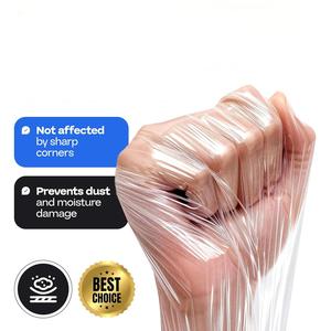 3"×1000ft Mini Stretch <b>Wrap</b>, 80 Gauge Extra Sticky Clear Film with <b>Plastic</b> Handle, Self-Adhesive Heavy Duty <b>Wrap</b> for Moving - Product Image 3