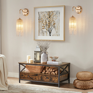 En stock aux États-Unis, livraison gratuite : Lot de 2 appliques murales élégantes dorées à pampilles et cristaux, 16,5 pouces, pour entrée, chambre et salon - Product Image 3