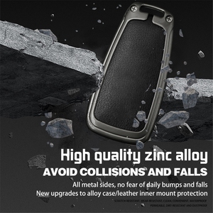 Étui de protection pour clé de voiture en alliage de zinc et cuir, 8 couleurs, haute qualité, pour <span class=keywords><strong>Ford</strong></span> <span class=keywords><strong>Focus</strong></span> 3-4 Mondeo Mk3-4 Fiesta Kuga - Product Image 5
