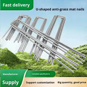 Оцинкованные U-образные крепежные шпильки для газонов, теплиц, кемпинга и использования на открытом воздухе — для усиления цементных матов и ветрозащиты грунта - Product Image 5