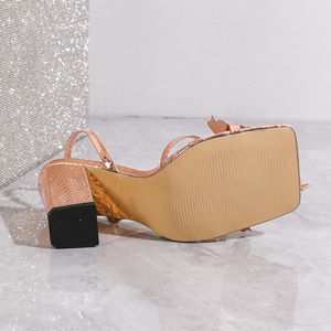 Factory Wholesale High Quality Summer New High Heels for Women Square Open-toed High Heel Sandals for Women - Product Image 4