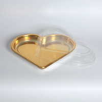 Boîte cadeau en plastique PET recyclé transparente en forme de cœur doré de luxe, réutilisable, pour tranches de gâteau, impression UV personnalisée, 0,3 mm, vente en gros