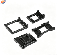 Ensemble de cadres de montage en aluminium 6061 anodisé noir usiné CNC avec haute précision et pièces de fabrication sur mesure à haute tolérance