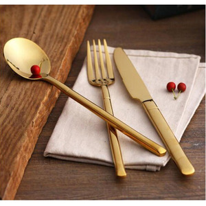 Ensemble de couverts en acier inoxydable personnalisés pour restaurant, coffret cadeau de 4 pièces, couverts de mariage, finition dorée, couteau, fourchette et cuillère - Product Image 5