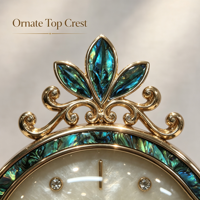 Horloge de style européen de luxe, fabriquée en métal avec des coquilles de perles de mer profonde et des strass, vente directe d'usine, décoration d'intérieur