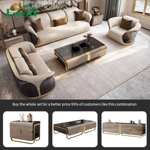 उच्च अंत लक्जरी 1 2 3 सीटर सोफे वास्तविक चमड़े के एकांत सोफे असली चमड़े के साथ नवीनतम डिजाइन घर होटल विला सोफा कॉफी टेबल सेट के साथ - Product Image 2