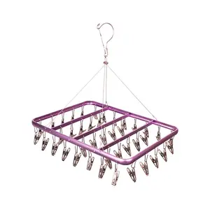 Groothandel Folding Sok Clips Rvs Metalen Drogen Babykleertjes Hanger Met Clips Voor Wasgoed