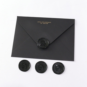 Venta al por mayor pegatinas de sello de cera logotipo personalizado y sellos de cera de color negro con GUARDAR la fecha - Product Image 3