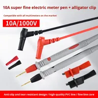 Set Kabel Uji Multimeter Ujung Halus 1000V 10A Pin Tembaga Berlapis Emas dan Klip Buaya dengan Isolasi PVC