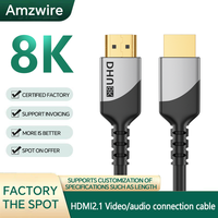 Câble HDMI certifié OEM/ODM 8K 60Hz 2.1V Malte vers Malte en alliage d'aluminium pour téléviseurs/ordinateurs portables/DVD/projecteurs Câble HDMI 4K.