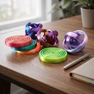Jouet éducatif anti-stress personnalisé en PLA imprimé en 3D, boule planétaire à sept anneaux, ornement rotatif pour les doigts - Product Image 4