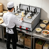 Cuiseur à nouilles au gaz de table JUSTA, 9 paniers, en acier inoxydable de qualité 304, pour usage commercial (11,2 kW GPL/Gaz naturel)