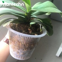 Pot à orchidées rond transparent en plastique épais moderne avec contrôle des racines pour la décoration de la maison et du jardin, marque Hantechn