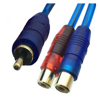 Câble d'extension RCA bleu 1 mâle vers 2 femelles, cordon répartiteur audio plaqué or pour haut-parleur, amplificateur, DVD